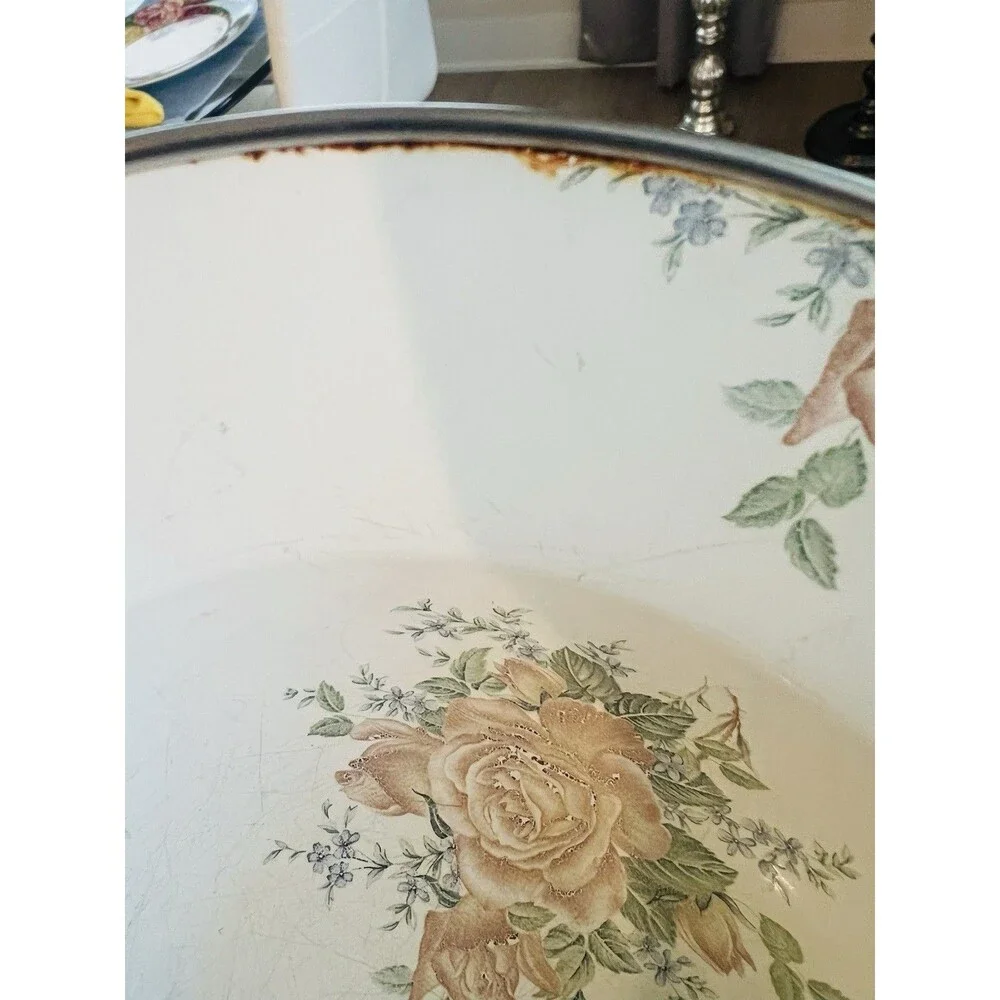 Mackenzie Childs V&R Enamelware Enamel Floral Rose 7.5” Bowl Set Of 4